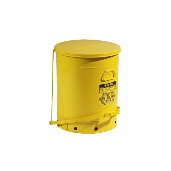 Justrite Steel Self-Closing Oily Waste Can Foot Operated Cover ext. dia. 18.375" x 23.437" H CAN503-FOC - main